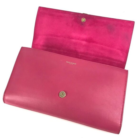 Saint Laurent 311213  Y line Logo flap bag pouch Clutch bag Leather pink/Gold - Picture 6 of 15